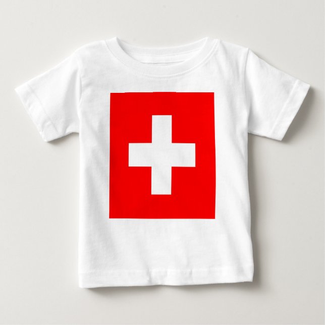 T-shirts Camisa-bebê com bandeira de Suiça (Frente)