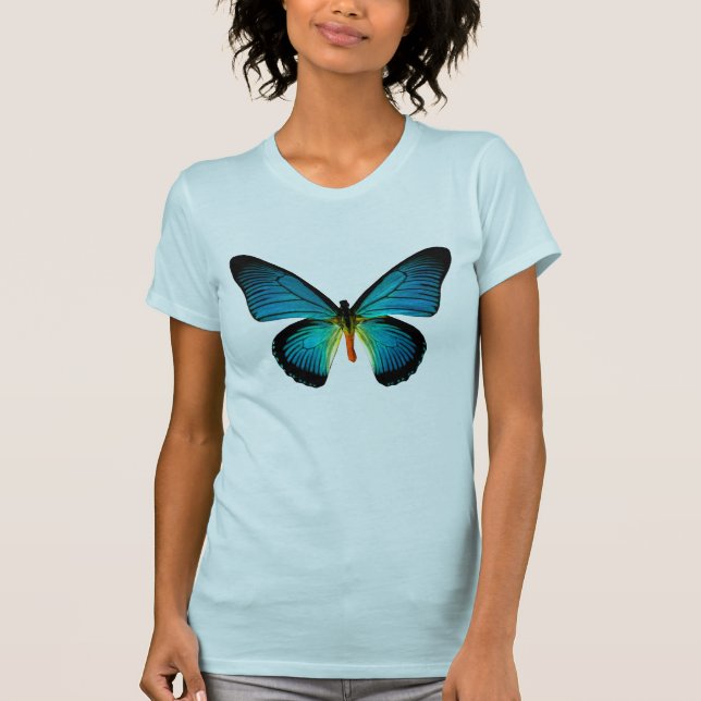 T-shirts Camisa-borboleta azul (Frente)