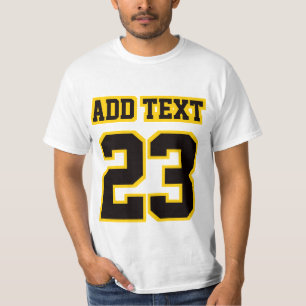 T-shirts Camisa-DOURADA branca frontal Mens- Valor Algodão