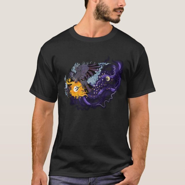 T-shirts Camisa-luz Raven Sky Folklore (Frente)