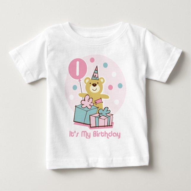 T-shirts Camisa-primeiro aniversario do Urso de Teddy (Frente)