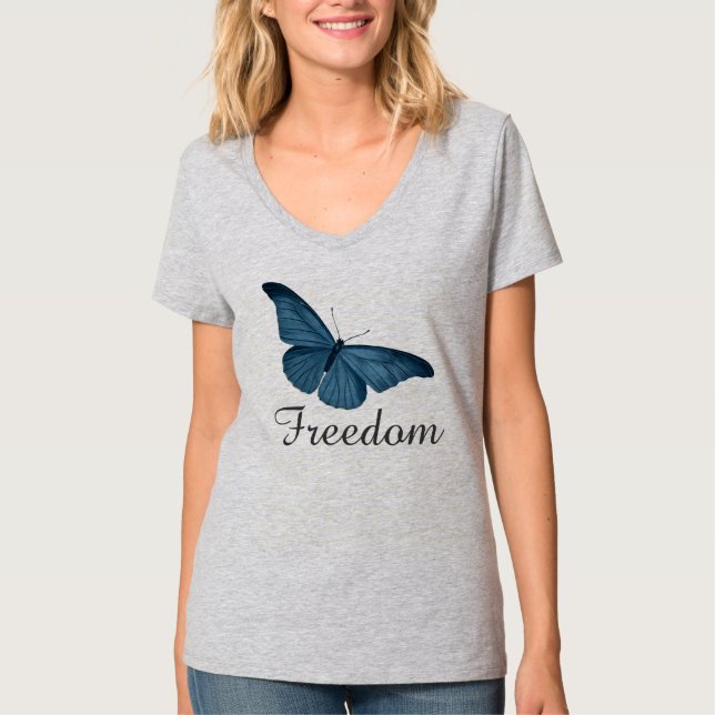 T-shirts Camisa-T da Liberdade da Borboleta (Frente)