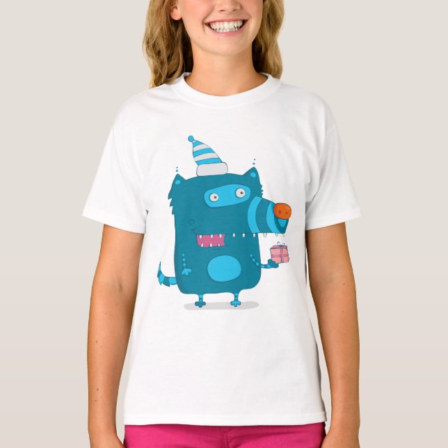 T-shirts Camisa-T das Meninas de Lobo Azul (Frente)