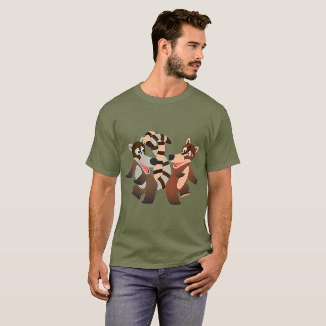 T-shirts Camisa-T de Cartoon Dançante Bonita Coatimundis (Frente Completa)