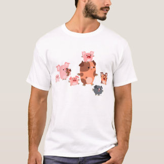 T-shirts Camisa-T de Crianças da Família Porco de Cartoon B