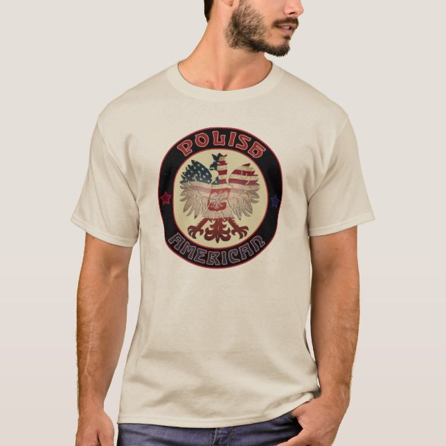 T-shirts Camisa-T de Homens Poloneses Americanos (Frente)