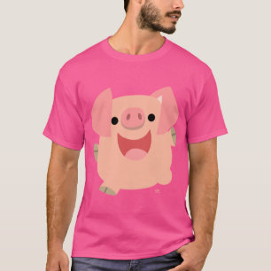 T-shirts Camisa-T do Porco de Cartoon de Feliz
