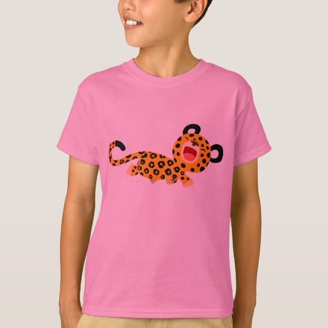 T-shirts Camisa-T para crianças leopardo lindas (Frente)