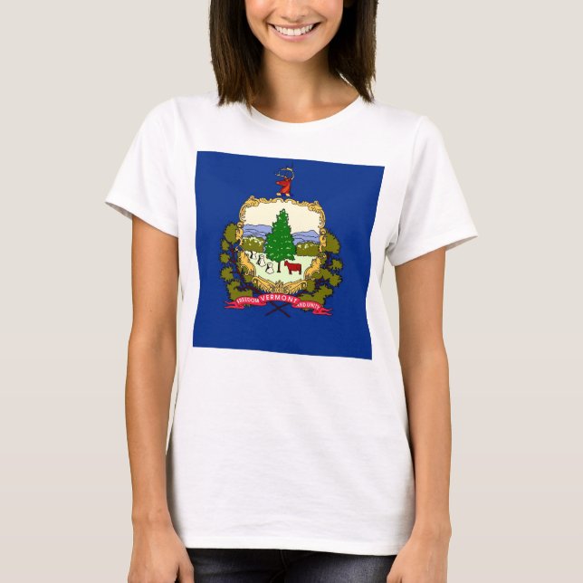 T-shirts Camiseiros com bandeira do Estado de Vermont (Frente)
