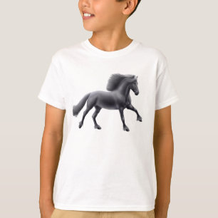 T-shirts Camisola de galope dos miúdos do cavalo do frisã