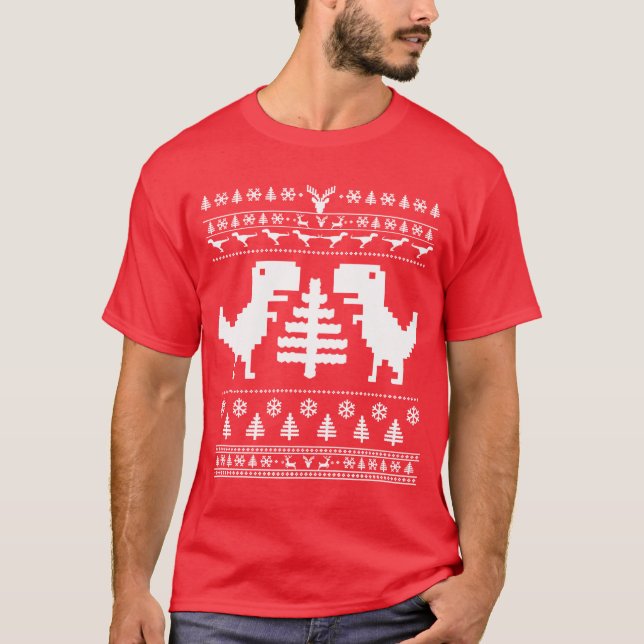 T-shirts camisola feia do Natal do rex de t (Frente)