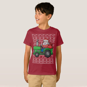 T-shirts Camisola feia do Natal do trator do fazendeiro do