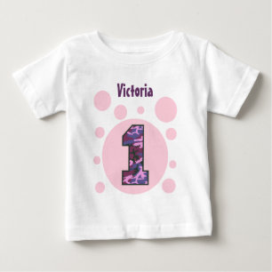 T-shirts Camo primeiro aniversario e bolhas com um ano V14