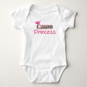 T-shirts Camo Princess Baby Girl Shirt-Romper - Fato-De-Por