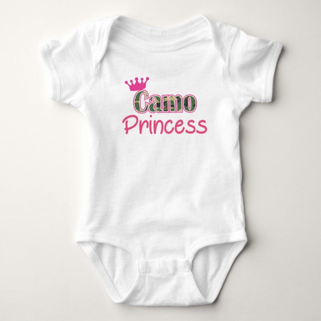 T-shirts Camo Princess Baby Girl Shirt-Romper - Fato-De-Por (Frente)