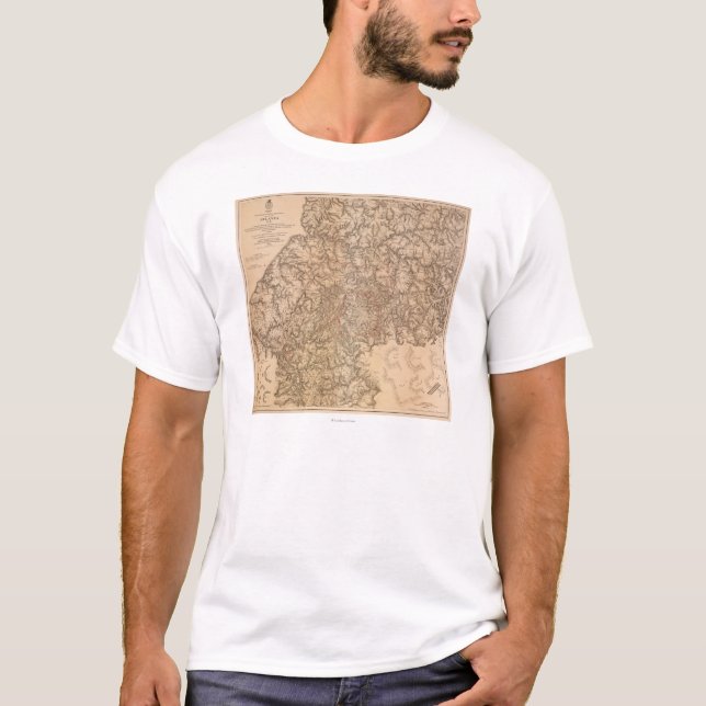 T-shirts Campanha de Atlanta - mapa panorâmico 3 da guerra (Frente)