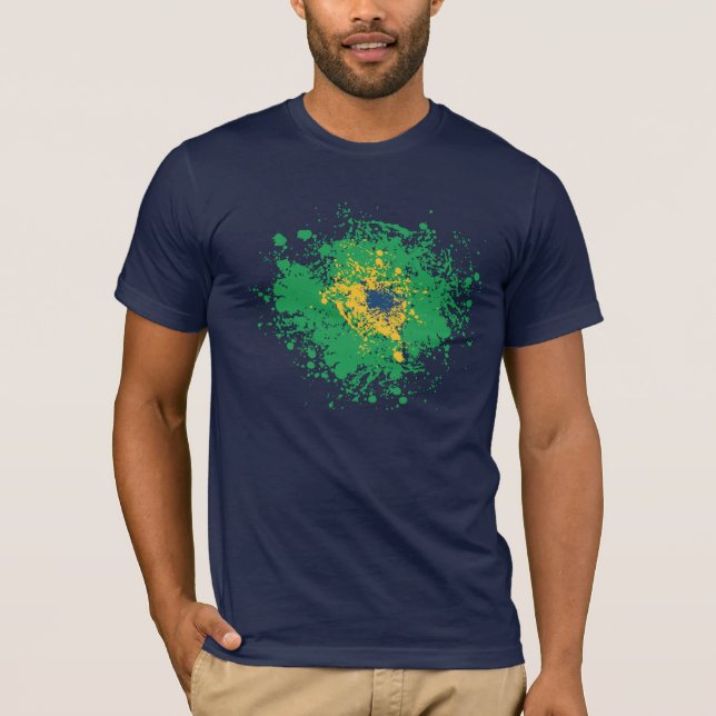 T-shirts Campeonato do mundo do futebol: Bandeira de Brasil (Frente)