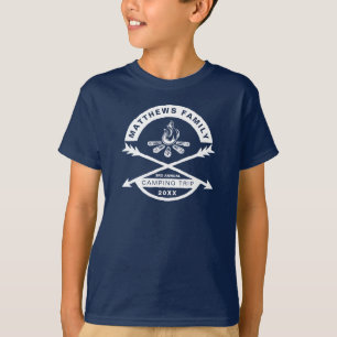 T-shirts Camping Reunion Shirt para Crianças   Design branc
