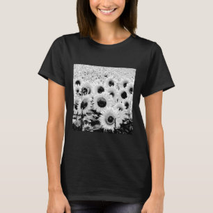 T-shirts Campo de girassóis - preto, branco e cinzas