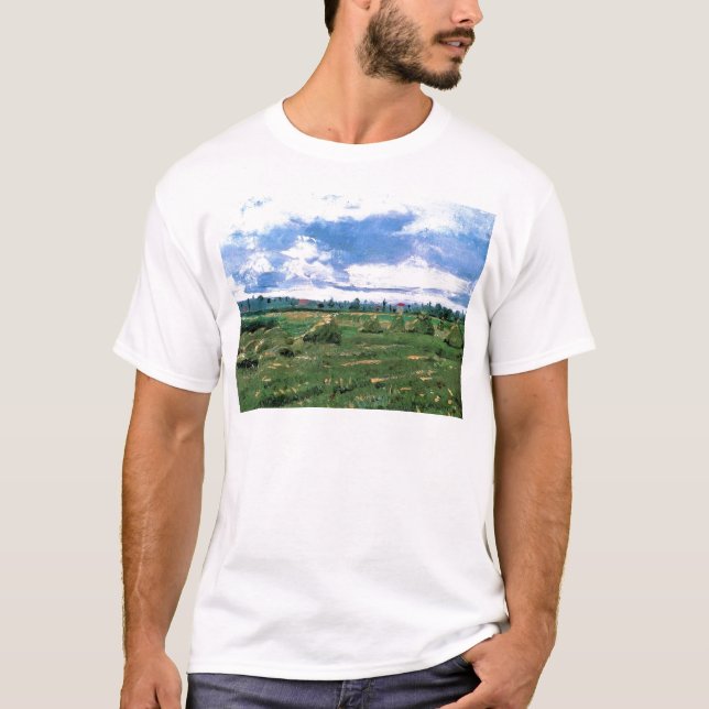 T-shirts Campos de Trigo com Montes de Feno, Vincent van Go (Frente)