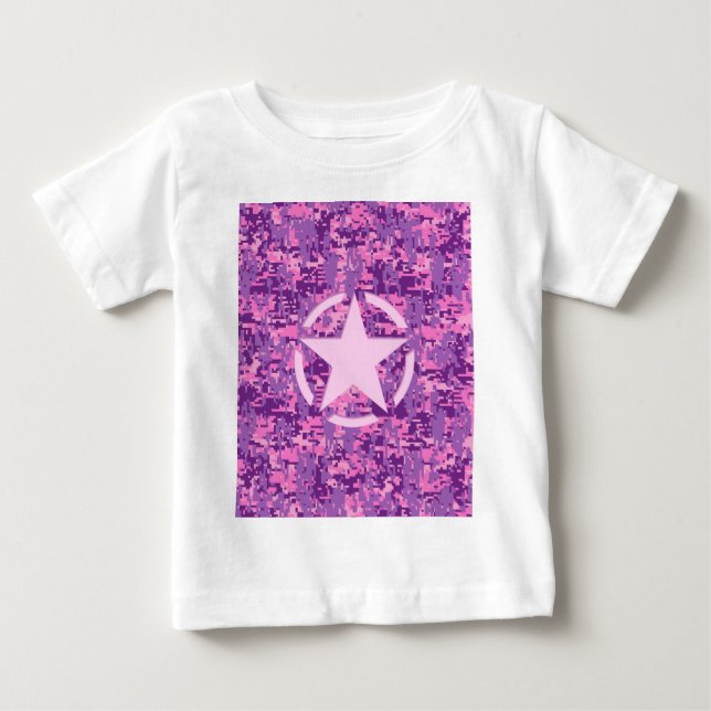 T-shirts Camuflagem Digital Girly Hot Pink (Frente)