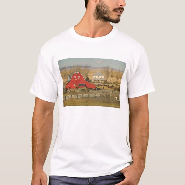 T-shirts Canadá, Alberta, Pincher Creek: Red Barn & Ranch (Frente)