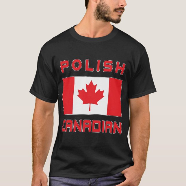 T-shirts Canadá Bandeira Polonês (Frente)