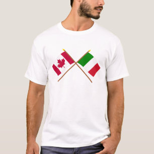 T-shirts Canadá e bandeiras cruzadas Italia
