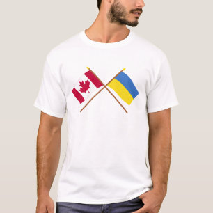 T-shirts Canadá e bandeiras cruzadas Ucrânia