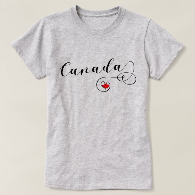 T-shirts Canada Heart Shirt, Canadian Flag (Frente do Design)
