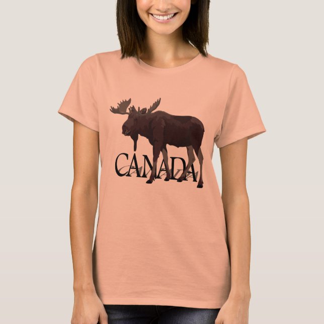 T-shirts Canadá Moose Dress Retro Canadense Moose Souvenir (Frente)