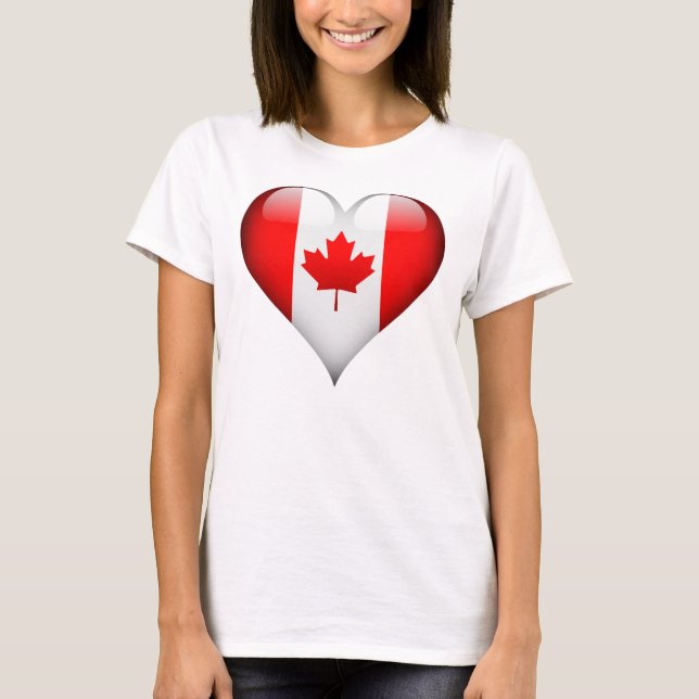 T-shirts Canadian Flag Glass Heart (Frente)