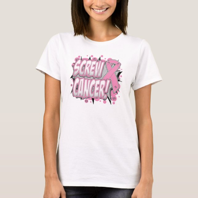 T-shirts Cancer de mama do parafuso (Frente)