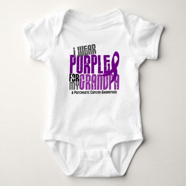 T-shirts Câncer de pâncreas eu visto o roxo para meu vovô (Frente)