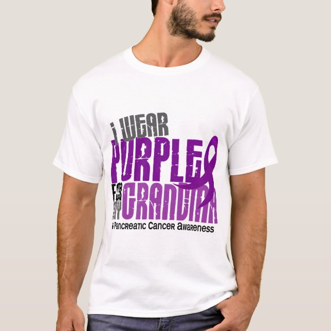 T-shirts Câncer de pâncreas eu visto o roxo para minha avó (Frente)