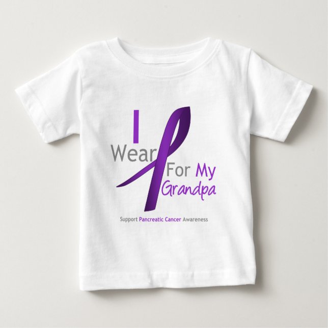T-shirts Câncer de pâncreas eu visto o vovô roxo da fita (Frente)