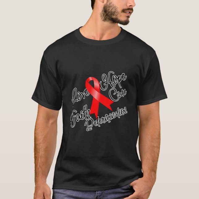 T-shirts Cancer De Sangue Adora Determinação Da Esperança (Frente)