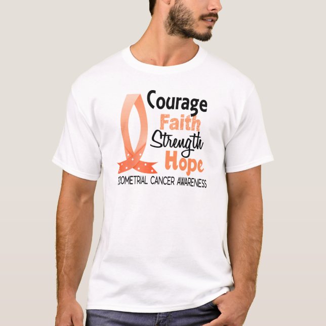 T-shirts Cancer Endometrial da esperança da força da fé da (Frente)