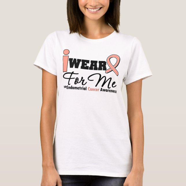 T-shirts Cancer Endometrial eu visto a fita do pêssego para (Frente)