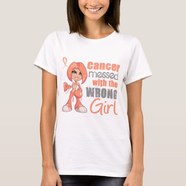 T-shirts Cancer Endometrial sujado com menina errada (Frente)