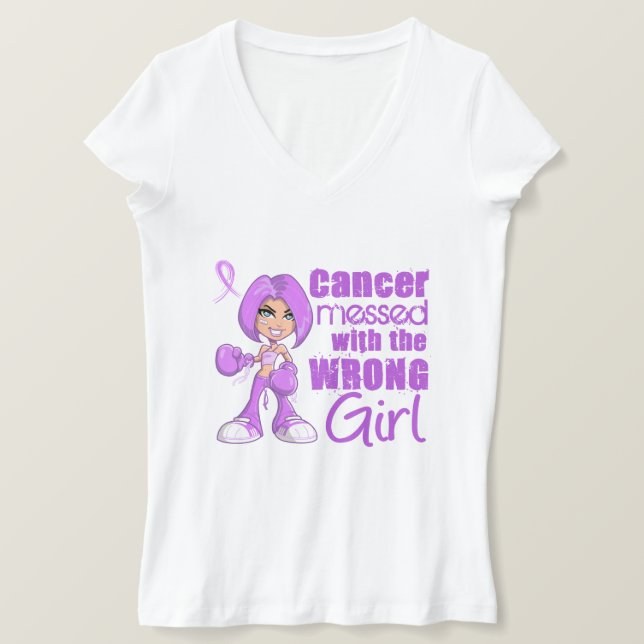 T-shirts Cancer Geral Mensado Com Rapariga Errada (Frente do Design)