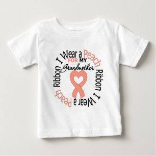 T-shirts Cancer Uterino Eu Visto Fita De Pêssego Para A Av