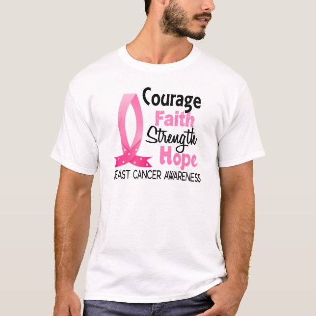 T-shirts Cancro da mama da esperança da força da fé da (Frente)