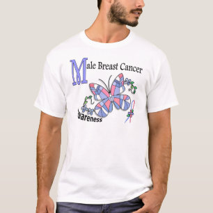 T-shirts Cancro da mama do homem da borboleta 2 do vitral