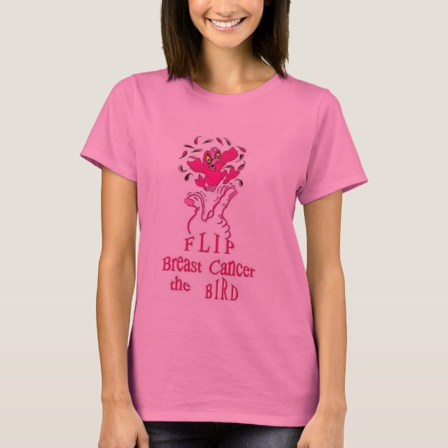 T-shirts Cancro da mama do sacudir o pássaro (Frente)
