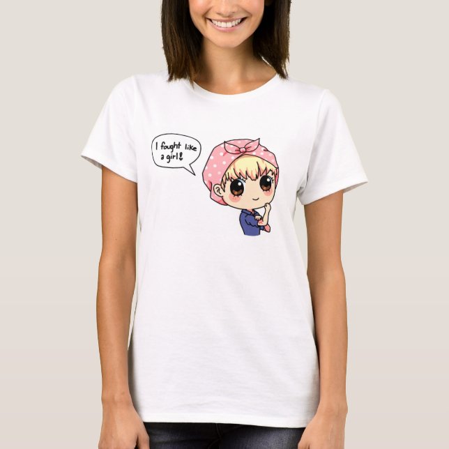 T-shirts Cancro da mama: Eu lutei como uma menina (Frente)