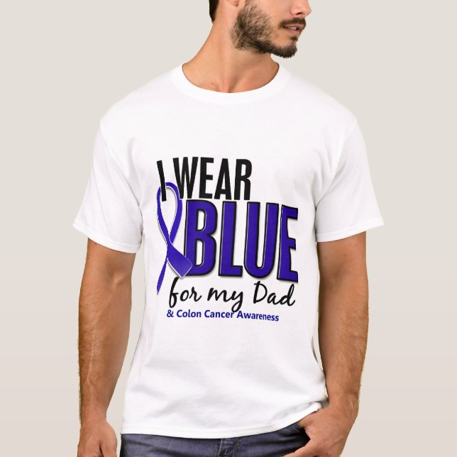 T-shirts Cancro do cólon eu visto o azul para meu pai 10 (Frente)