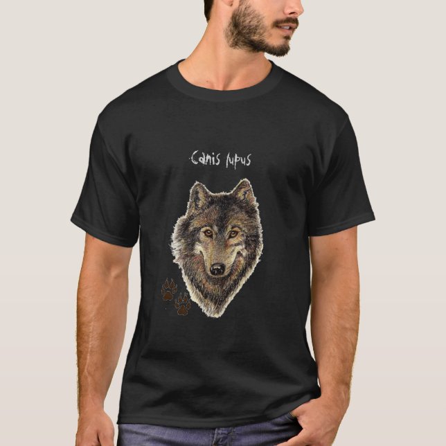 T-shirts Canis Lupis Watercolor Wolf, Lobos, Animal Selvage (Frente)