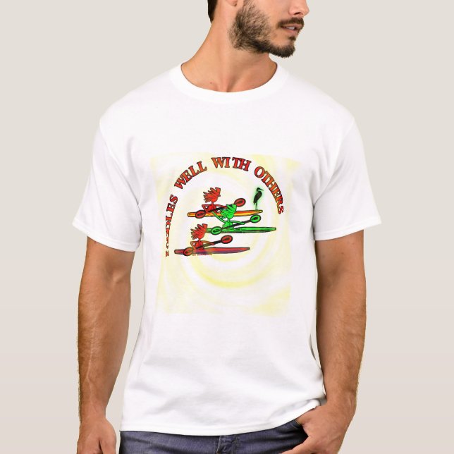T-shirts Canoa do caiaque - pás bem com outro (Frente)