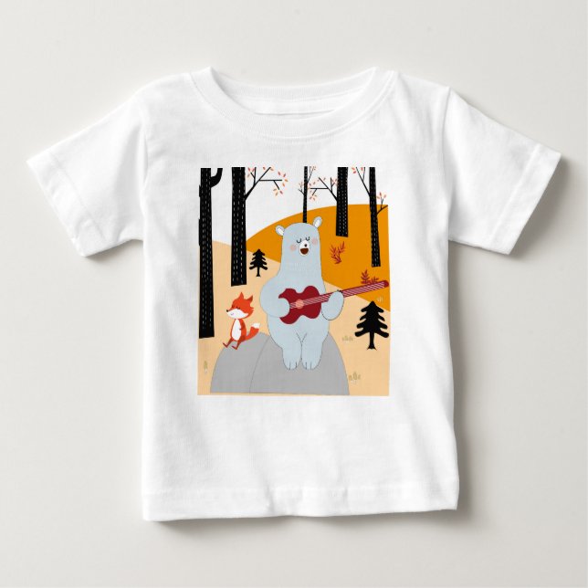 T-shirts Canto canções de verão de lobo de raposa e ursinho (Frente)